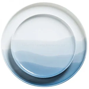 Wholesale Glazed Dinner Set Blue and White Ceramic Plate thumbnail-1