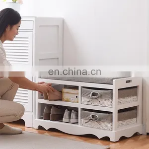 Footstool Wicker Basket Draws Cushion Seat Ottoman Storage Bench thumbnail-3