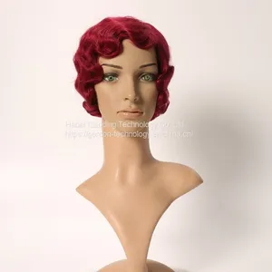 Qualified Red Wine Color Short Human Hair Wig Direct Factory thumbnail-1