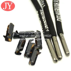 Oval Shoelace Metal Aglet Print Logo Polyester String With Brass Aglet Shoe Cord Metal Ends thumbnail-1