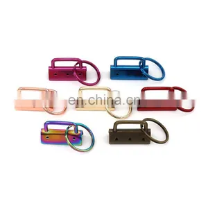 High Quality Rainbow Color Decorative Fob Hardware Metal Key With Keyring Tail Clip With Split Ring thumbnail-1