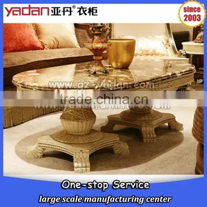 Luxury Modern Wood Marble Top Coffee Table thumbnail-2