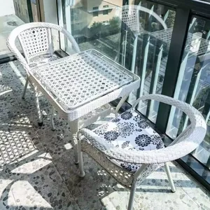 White Dining Chair Rattan Garden Outdoor Patio Chairs thumbnail-3