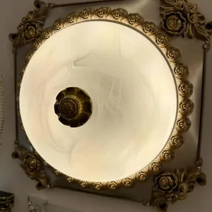 European Style Ceiling Light for Bedroom, Living Room, Study, Copper-colored Lamp, American Style Round Ceiling Light, Modern and Minimalist. thumbnail-1