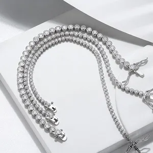 Round Moissanite Tennis Bracelet Original S925 Sterling Silver Plated 18k Gold With GRA Bracelets for Women Man thumbnail-1