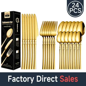 Stainless Steel Silverware Set, 24Pieces Cutlery for Restaurant & Home, Small Waist Design Knife, Fork, Spoon - Grade Durable Tableware thumbnail-1