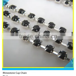 SS6-SS40 Silver Plated Mix Size Crystal Rhinestone Brass Cup Chain For Dress thumbnail-5