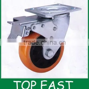 Heavy Duty PU Wheel 200KG Load Capacity Fixed Plate Casters thumbnail-1