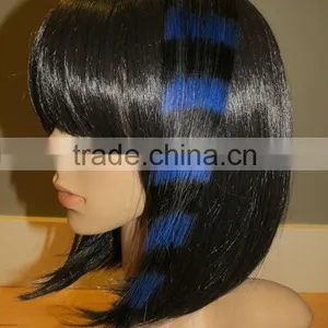 Blue Hand Dyed Human Hair Coontail Hair Extensions thumbnail-1