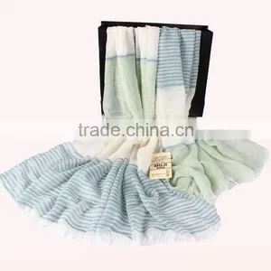 2014 Newest Fashion Lady Stripe Design 100% Cotton Linen Scarf thumbnail-1