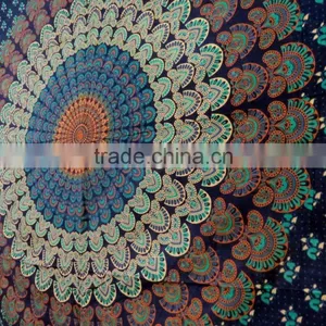 Bohemian Bedsheet Hippie 100% Cotton Gypsy Mandala Tapestry Tapestries Mandala Round Tapestry thumbnail-1