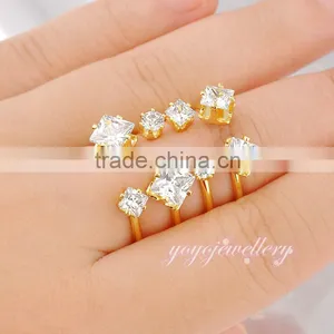 New Model Adjustble Size 18k Gold Zirocon Cuff Ring thumbnail-1