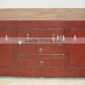Four Drawer Four Door Red Cabinet thumbnail-1