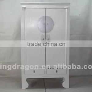 Chinese Antique Furniture Shanxi Pine Wood White Two Drawer Two Door Cabinet thumbnail-1