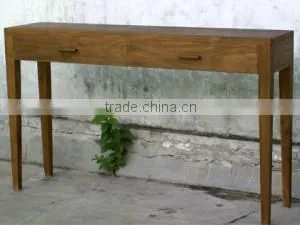 Recycled Teak Console Table With 2 Drawers thumbnail-1
