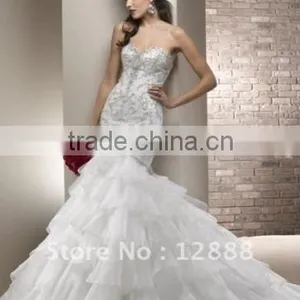 Ivory Organza Silver Decoration Sweetheart Mermaid 2013 Wedding Dre thumbnail-1