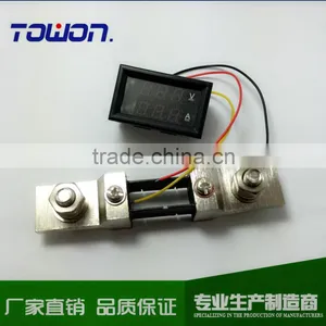 Mini 2in1 0.28" DC 0-100V/200A Red Blue LED Voltage Current Monitor Meter YB27-VA Voltmeter Amperemeter With Resistive Shunt thumbnail-1