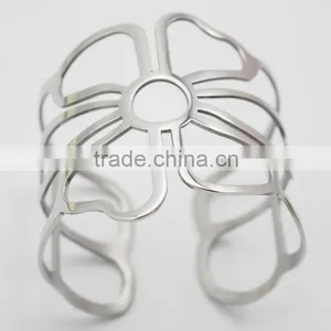 2016 Fashion Flower Shape Silver Stainless Steel Cuff Bangles Bracelet Jewelry thumbnail-3