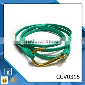 Digital Bangle Bracelet Fashion Anal Jewelry Bracelet Stainless Steel Anchor Clasp Leather Bracelet Anchor thumbnail-1