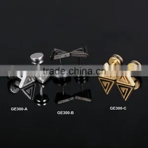 Reliable Guangzhou Jewelry Wholesalers Fashionable Jewelry 18K Gold Plated Triangle Earring Men Stud thumbnail-2