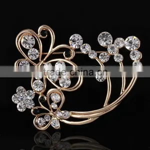 Hollow Flower Rhinestone Metal Brooch Pins,Magnetic Beaded Butterfly Metal Brooch thumbnail-1