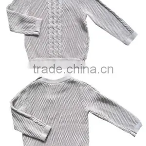 Grey Sweater Crochet Kids Crew Neck Winter Pullover Sweater Jumper thumbnail-1