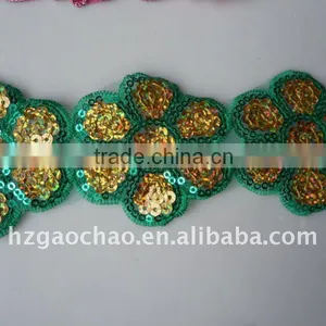 Fashion Green Top Design Embroidery Lace Trimming thumbnail-1