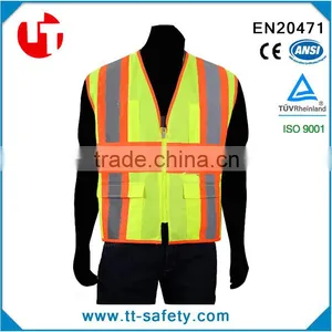 American Europe Style Polyester Mesh High Visibility Lime Green/yellow Safety Reflective Jacket thumbnail-4