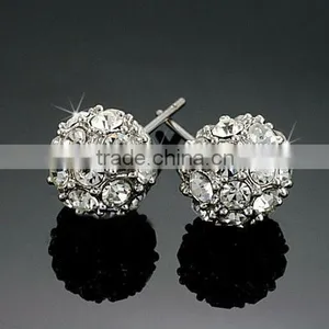 Austrian Crystal Silver Ball Earrings Stud thumbnail-1