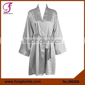 290207 New Style Short Plain Silk Satin Bath Robe thumbnail-2