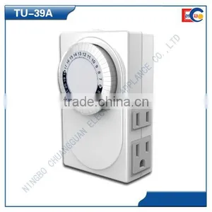 USA Double Plug Outlet With Programming Timer Clock thumbnail-1