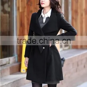 Fashion Trench Coats Women Trench Coat for Woman Wear Casual Woolen Slim Side Pocket Button Sash Women Fashion Winter Coats thumbnail-5