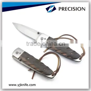 EDC Knife Wooden Handle Foldable Pocket Knife With Leather Rope thumbnail-1