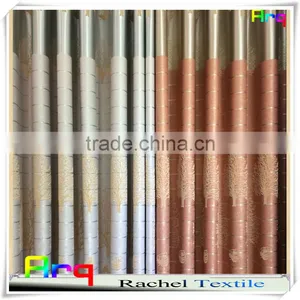 Simple Pattern 100% Blackout Flocked Fabrics for Curtain in Bedroom Living Room-silk Like Polyester Material thumbnail-1