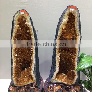 Brazil Big Citrine Geodes Crystal Quartz Geodes for Sale thumbnail-2