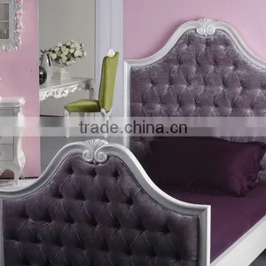 Neo-classical Solid Wood Bedroom Set European Furniture Bed Bedside Table Wardrobe Dressing Table Bench Royal Chair Commode thumbnail-1