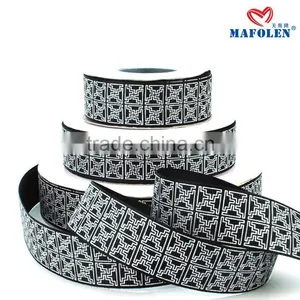 Ribbons Factory in China Cheap Black Printing Checks Grosgrain Ribbon Imported thumbnail-2
