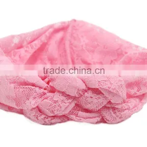 Wholesale 2016 New Knitting Cross Lace Headbands For Baby Girls / OEM Wholesale Kids or Women Elastic Wide Lace Headband thumbnail-2