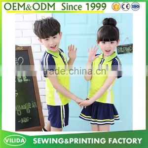 High Quality Kindergarten Uniform New Designs Primary School Uniform Polo Shirt and Shorts or Skirt thumbnail-1