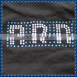 100% Cottom Balck T-shirt With Rhinestones Motif thumbnail-1