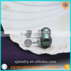 925 Silver cz Authentic South Sea Shell Pearl Earrings thumbnail-6