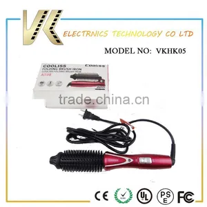 Electric Magic Curling Brush Iron Mini Folding Curling Iron Brush Hair Curler thumbnail-1