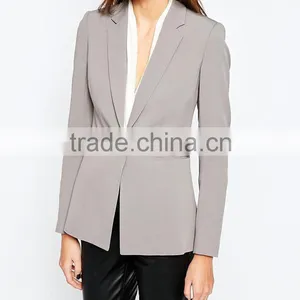 Fashion Autumn Coat Chiffon Single Breasted Smart Lady Silver Tailored Suits Blazer thumbnail-5