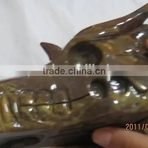 Wholesale Fashion Natural Crystal/obsidian/agate/tiger Eye Stone Dragon Head Skull thumbnail-2