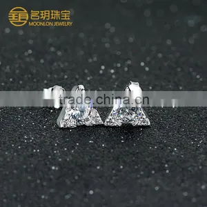 Fashion Geometric Figure Sterling Silver Gemstone Stud Earrings for Stylish Women thumbnail-3