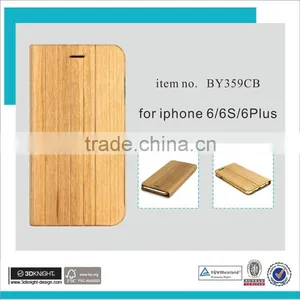Mobile Phone Wooden Bamboo Wallet Flip Case for IPhone 6 6s thumbnail-2