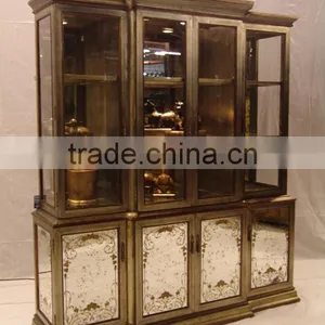 Antique Wooden Curio Cabinets, Exquisite Gold Painting Chest Of Drawers, Classical Wood Carved Console Cabinet thumbnail-3