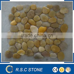 Yellow Pebble Stone;pebble Mesh Tiles;yellow Mosaic Pebble Tile thumbnail-1