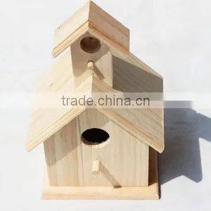 Cheap Unfinished Wooden Bird House Wholesale Wood Bird Nest Cages thumbnail-2