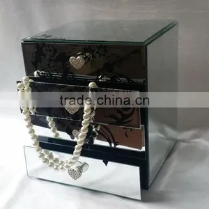 Mirrored Jewelry Box With Four Drawers thumbnail-1